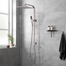 10 inch 250mm Square Brushed Nickel Twin Shower Station Top Water Inlet 10 inch 250mm Square Brushed Nickel Twin Shower Station Top Water Inlet